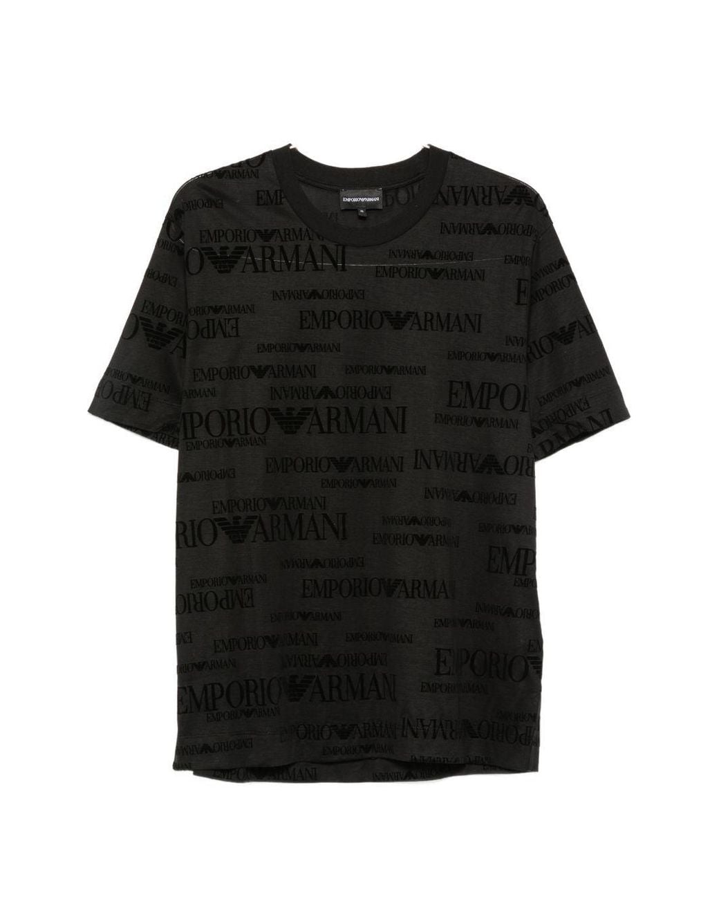 Emporio Armani Black Allover Logo T Shirt