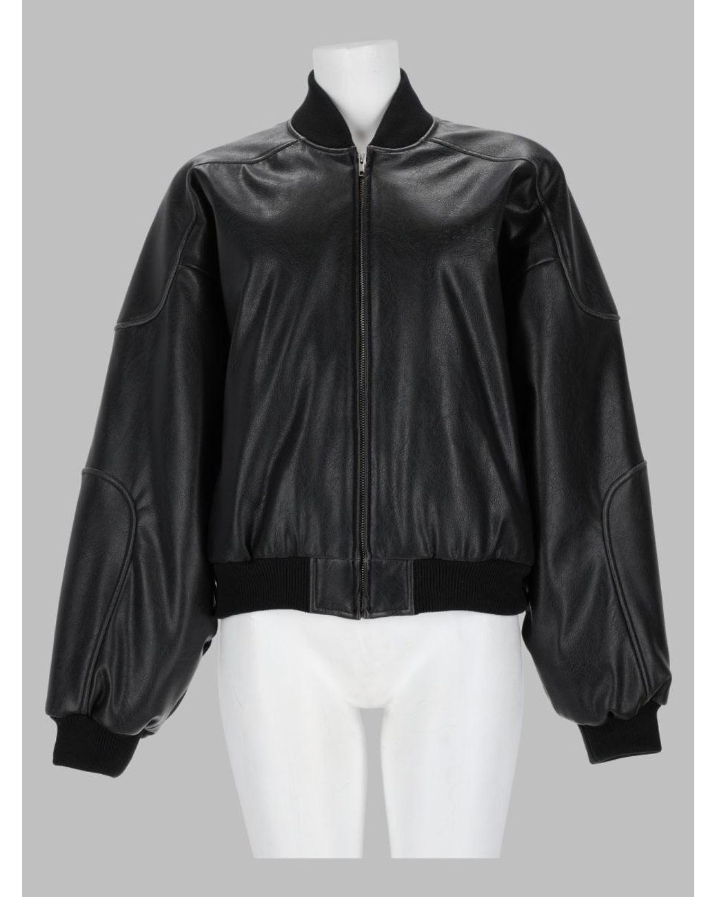 MM6 by Maison Margiela Black Faux Leather Bomber Jacket