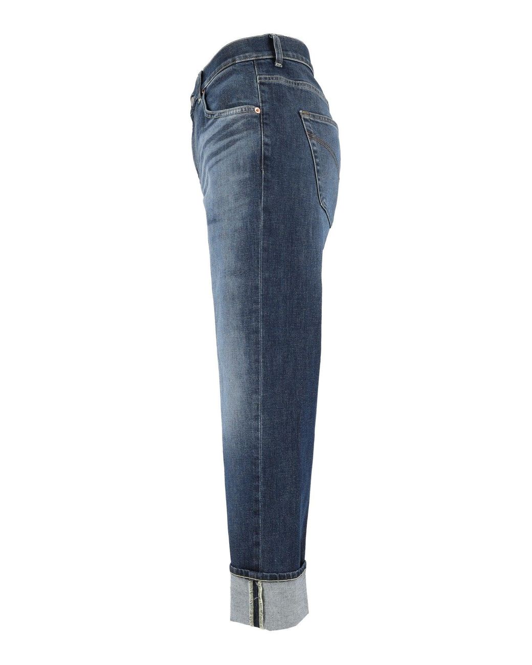 Dondup Blue Paco Mid-Wash Rolled-Cuff Tapered Jeans