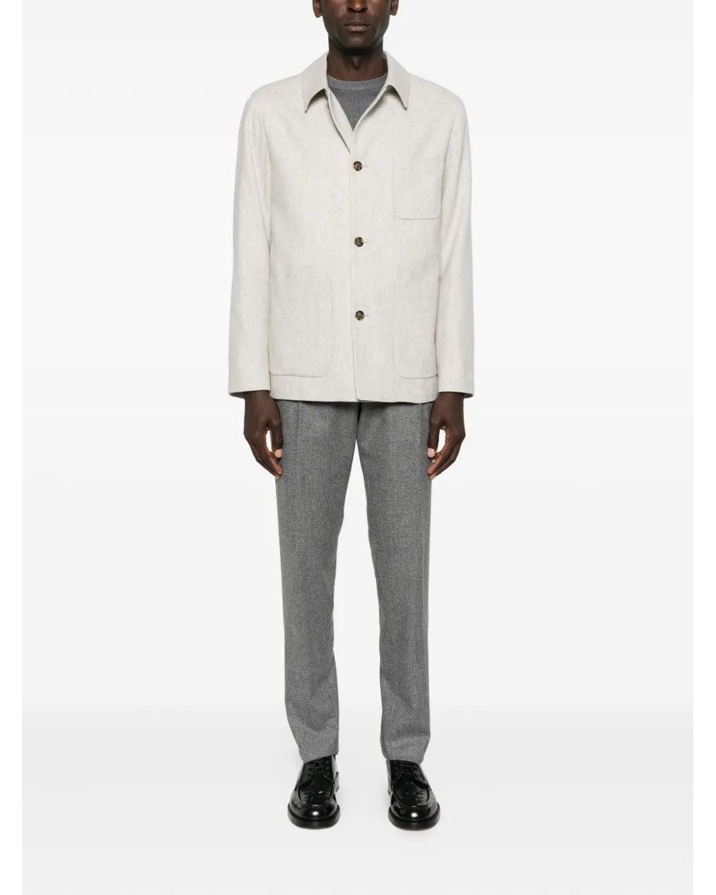 Lardini White Jacket With Patch Pockets