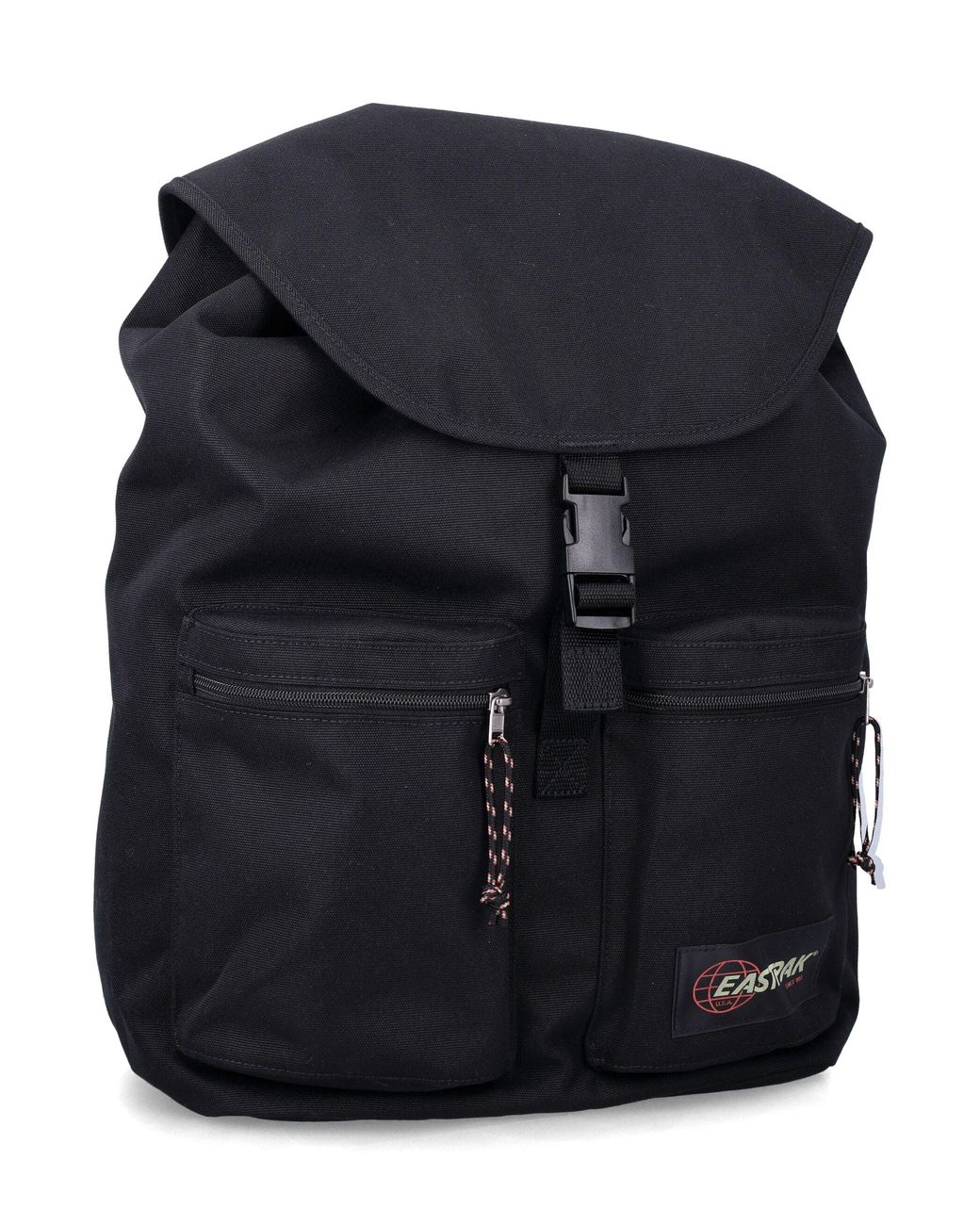 Eastpak Blue Canvas Roll-Top Backpack With Front Zip Pockets
