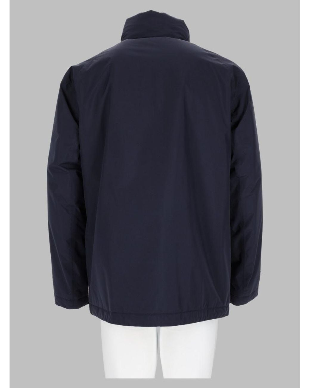 Herno Blue Structured Sports Jacket With High Collar And Front Zip Closure