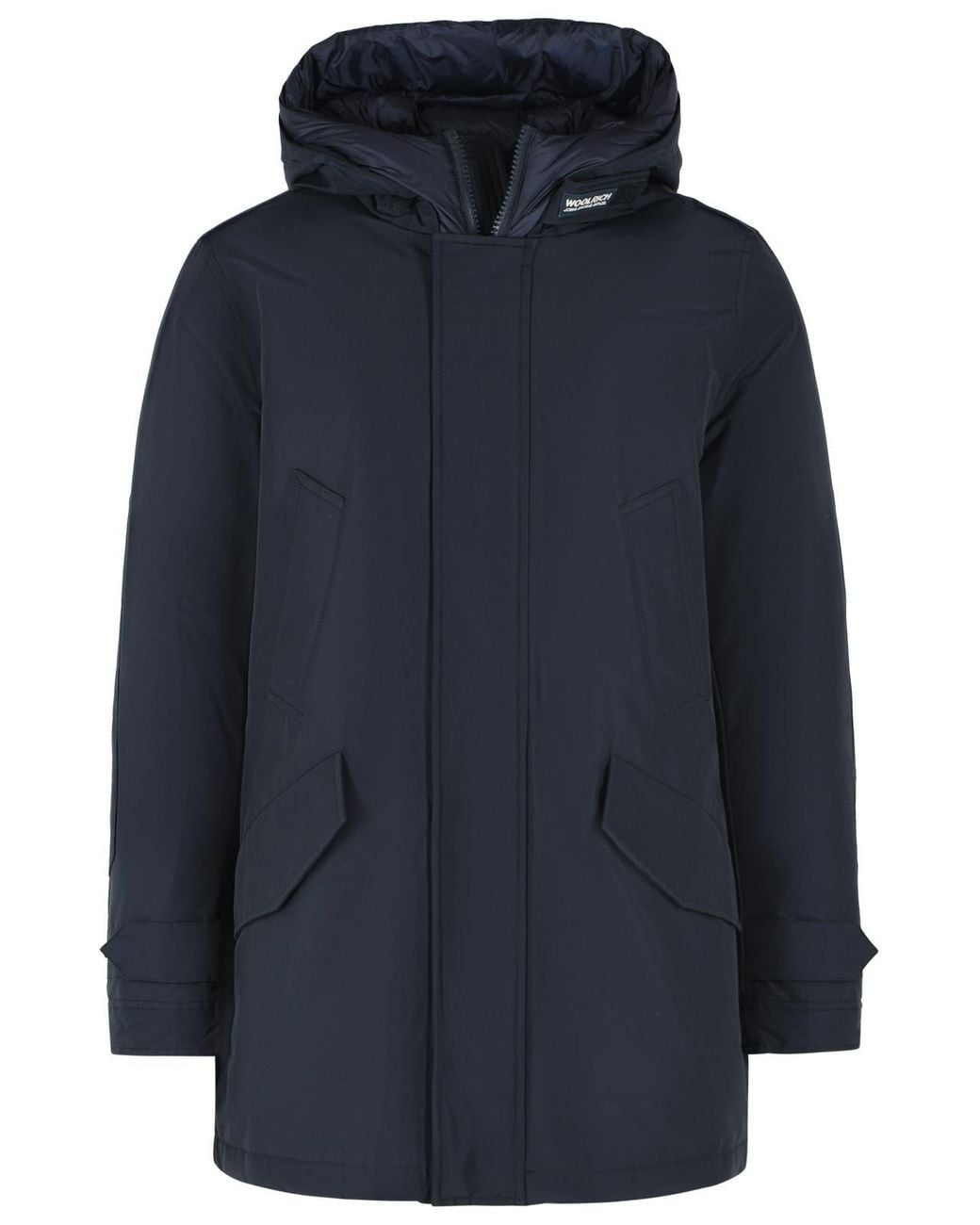 Woolrich Blue 'Polar High Collar' Cotton Blend Parka for men