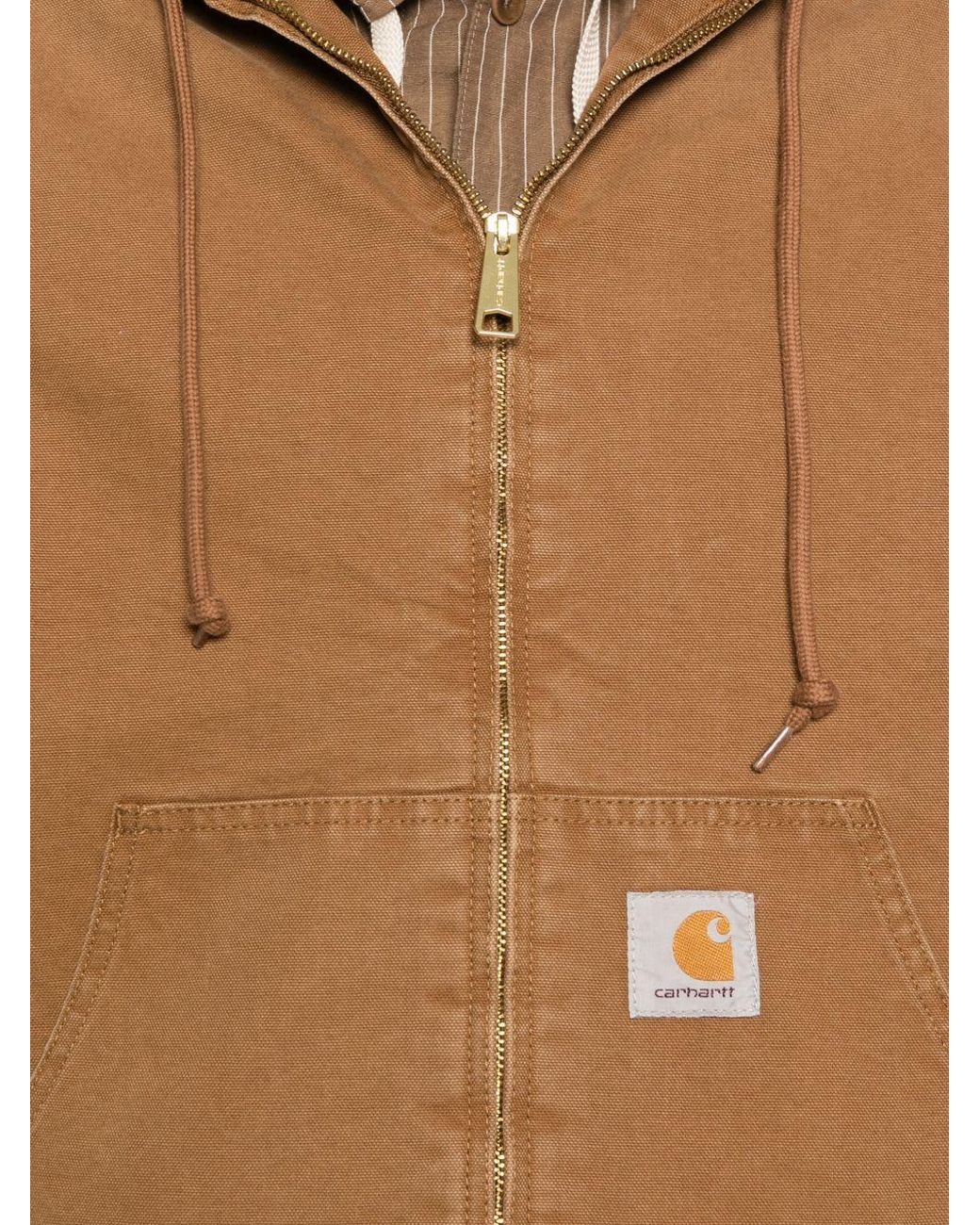 Carhartt Brown Cotton Hooded Jacket for men