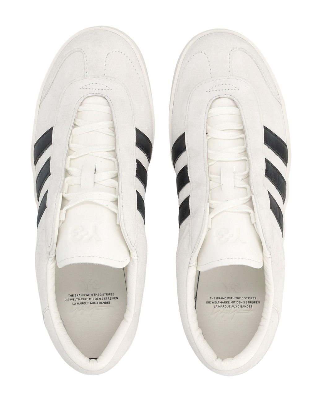 Y-3 White Gazelle Sneaker With Suede Upper And Contrasting 3-Stripes