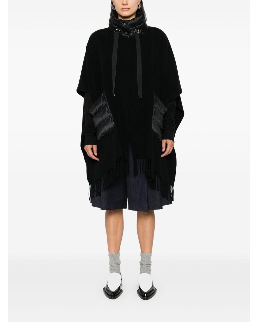 Herno Black Wool And Nylon Cape