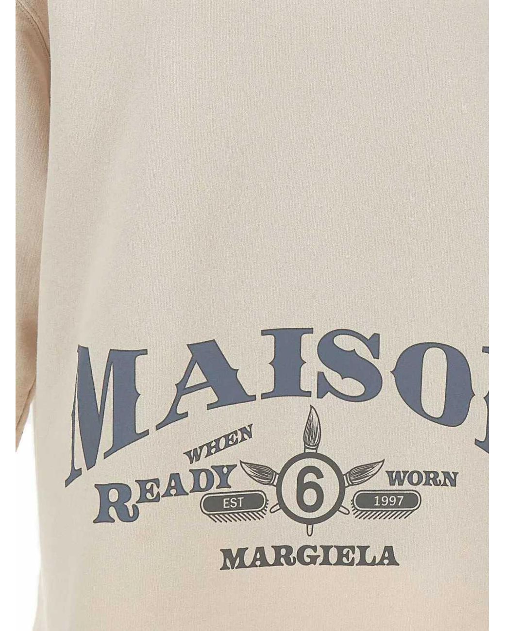 MM6 by Maison Margiela White Logo Print Cotton Sweatshirt
