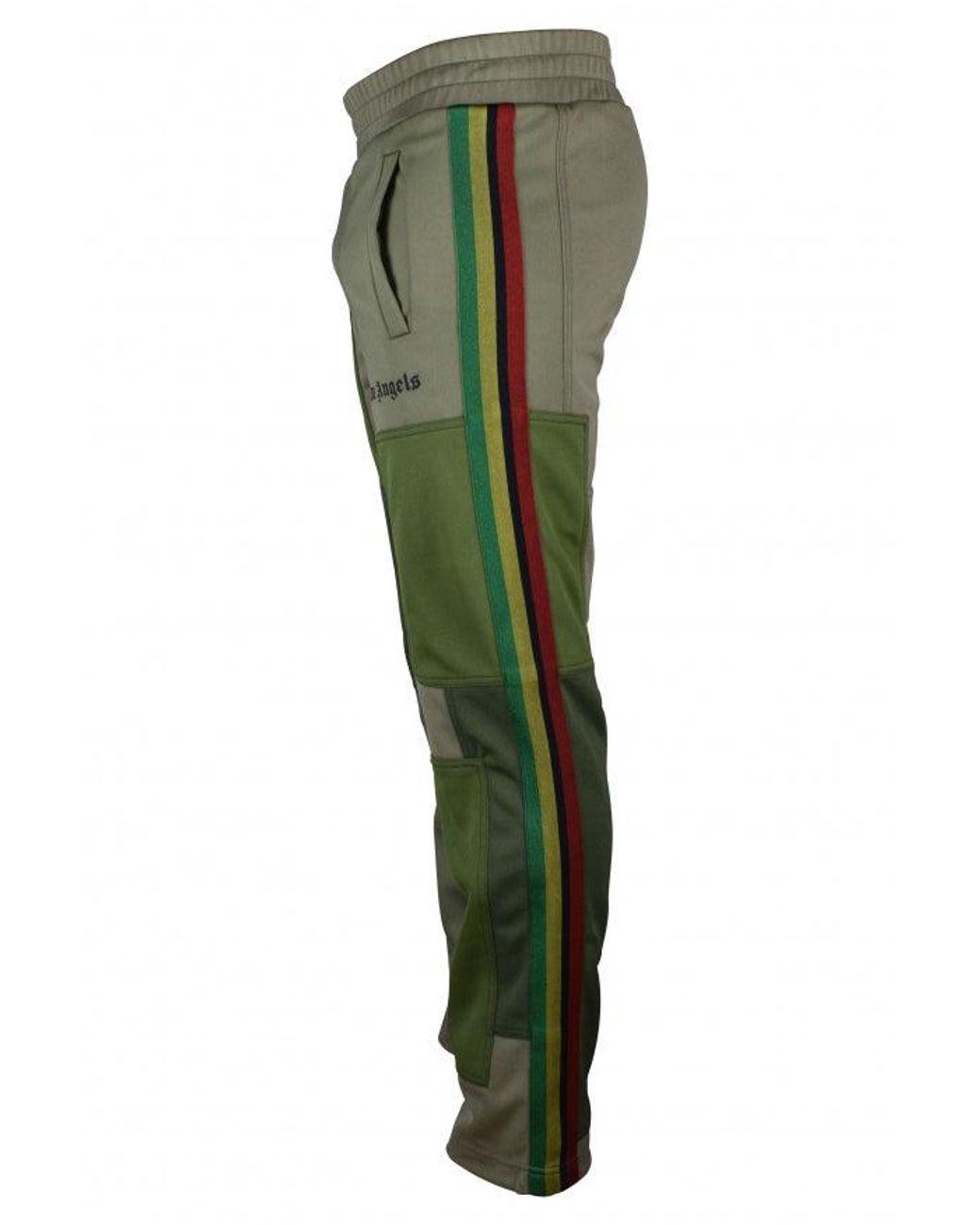 Palm Angels Green Khaki Patchwork Jogging Pants for men
