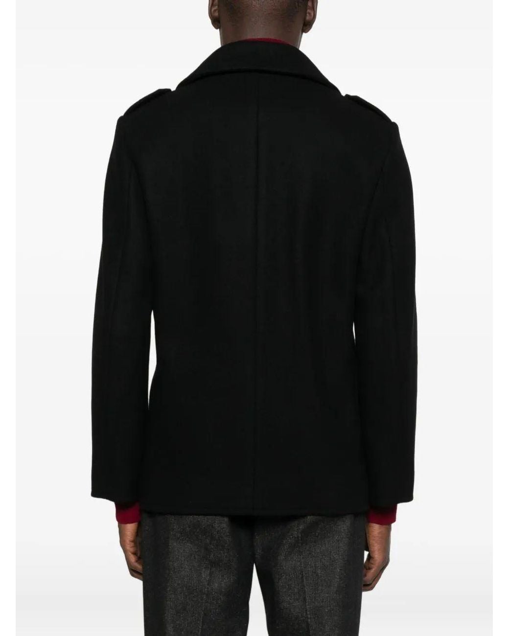 Saint Laurent Black Manteau M42 I Retouche Army Feu