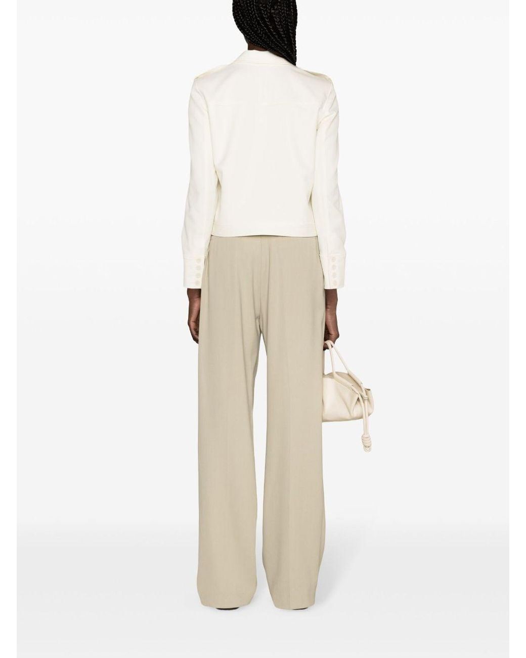 Theory White Peak-Lapels Cropped Jacket