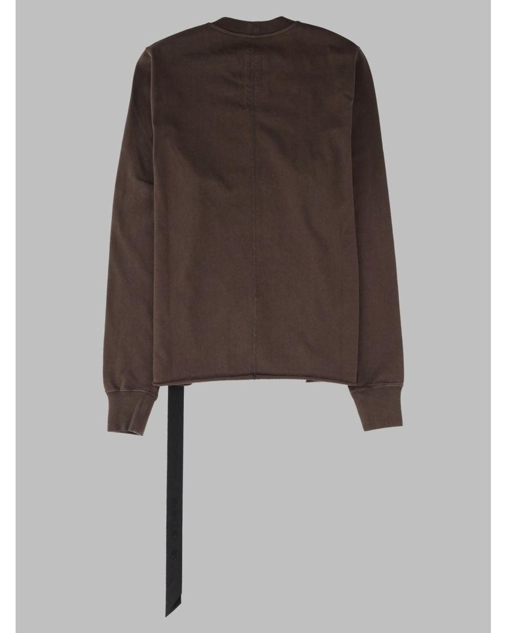 Rick Owens Brown Asymmetrical Hem Long-Sleeve Cotton T-Shirt for men