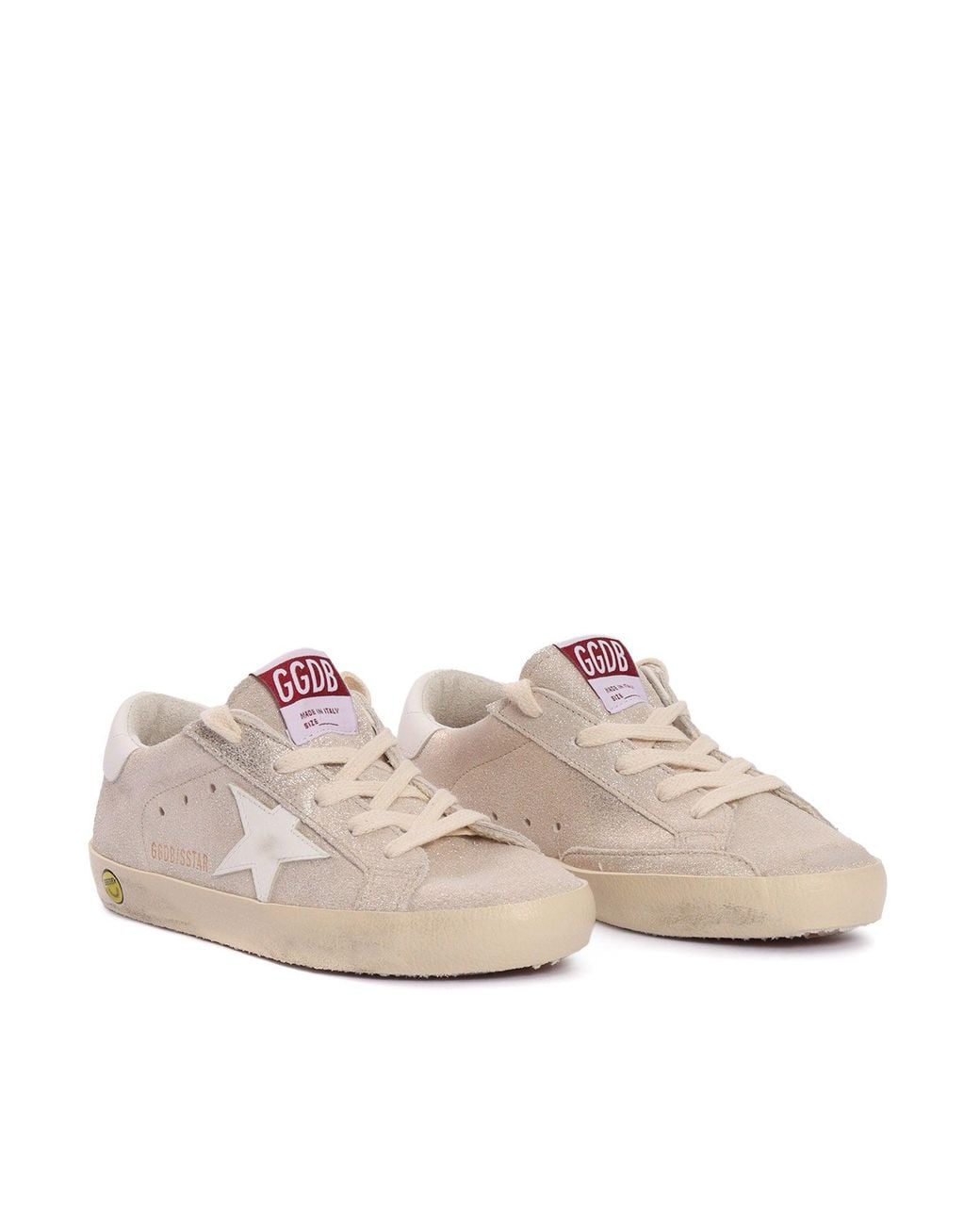 Golden Goose Deluxe Brand White Super Star Laminated Suede Upper Leather And Heel Sneakers Kid