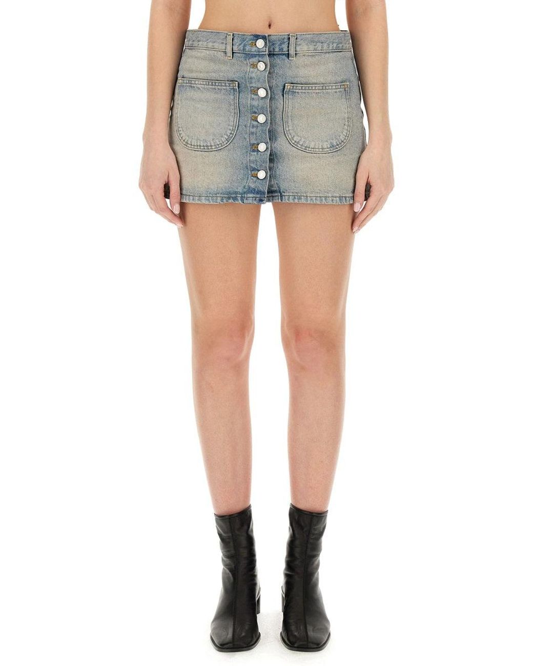 Courreges Blue Classic Light Wash Denim Mini Skirt