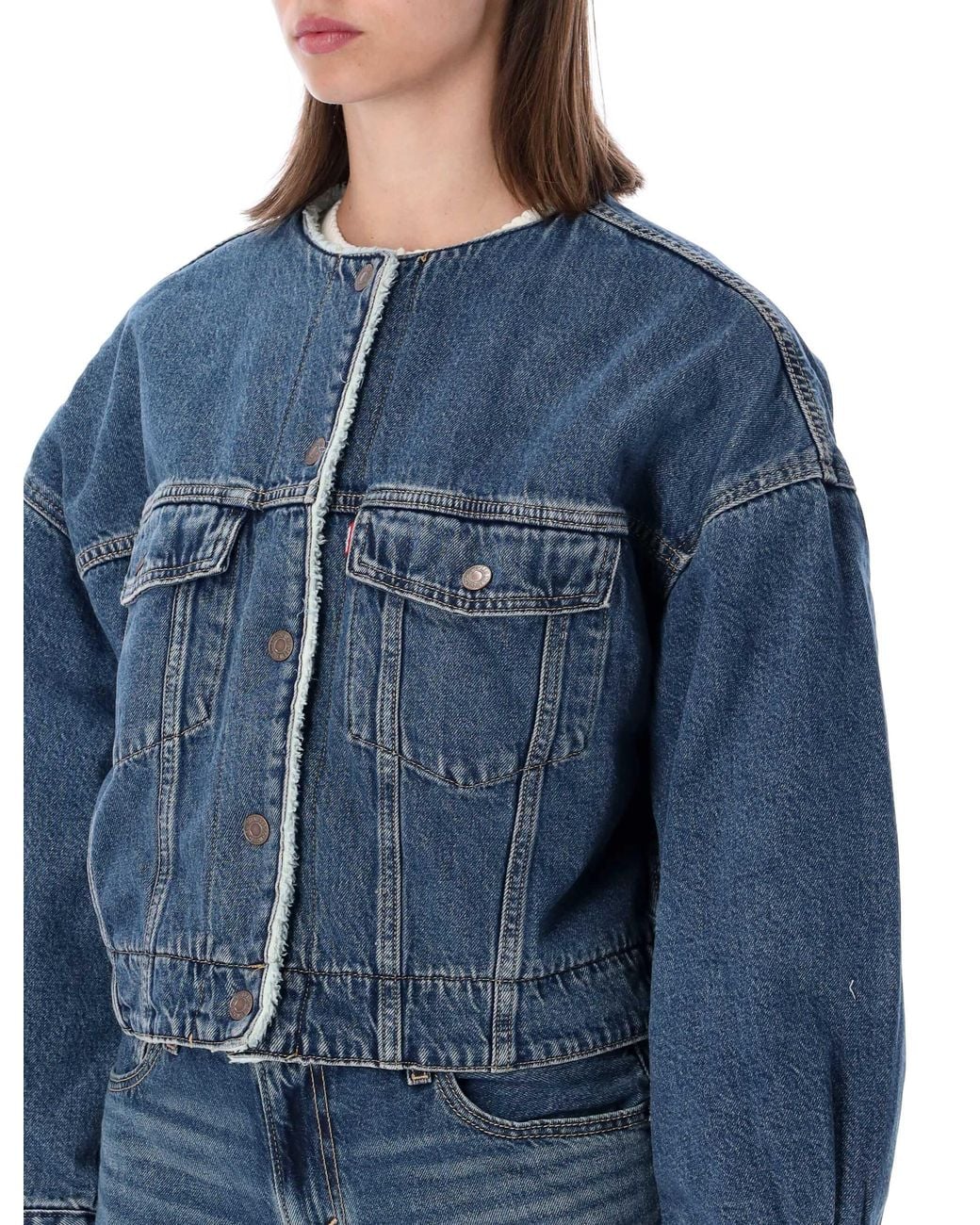 Levi's Blue Collarless Sherpa Trucker Jacket