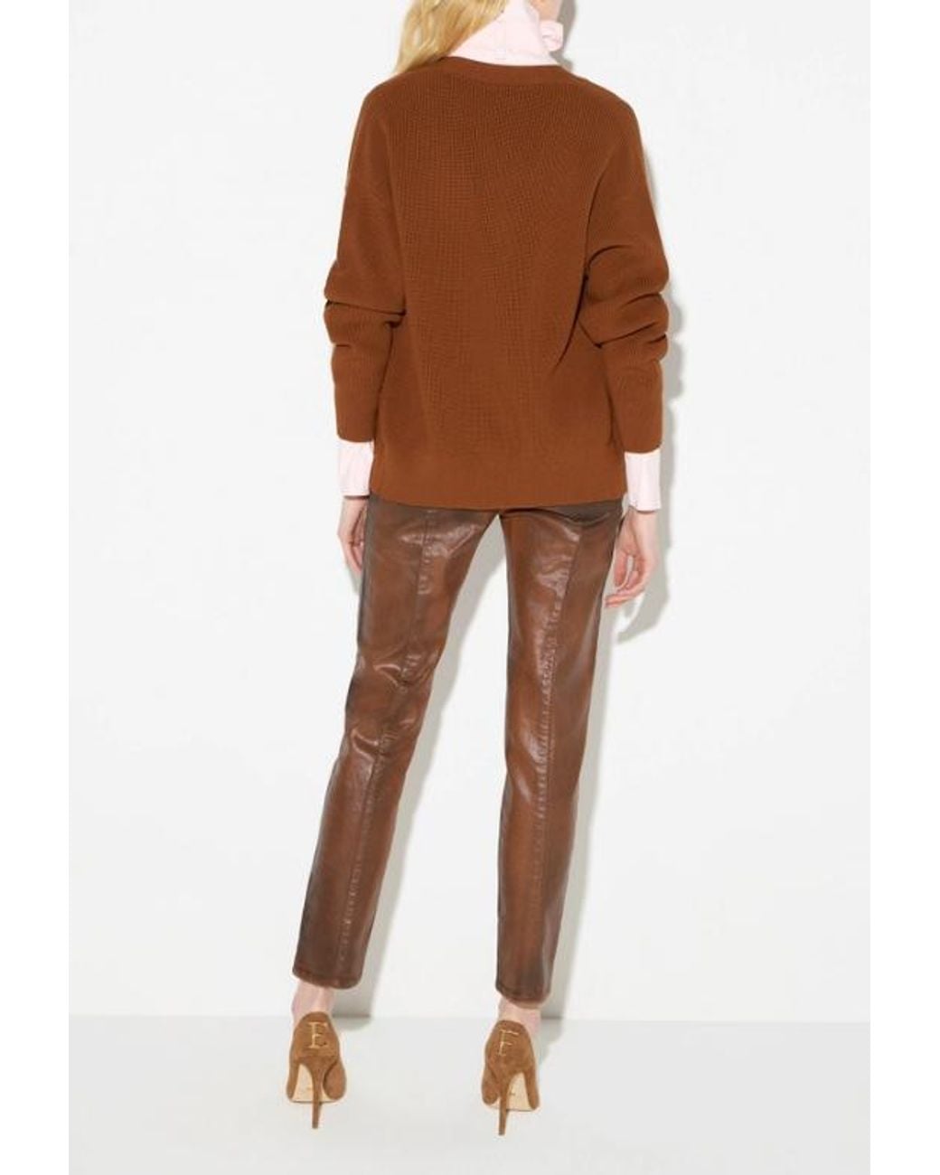 Elisabetta Franchi Brown Cardigan With Jewel Buttons