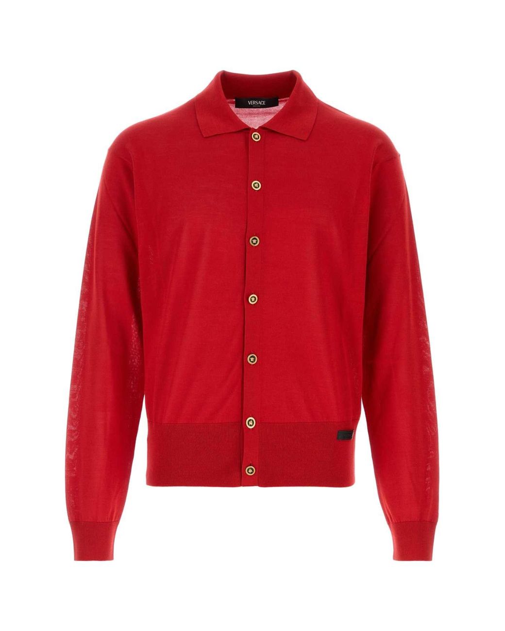 Versace Red Knit Sweater Silk Blend Essential