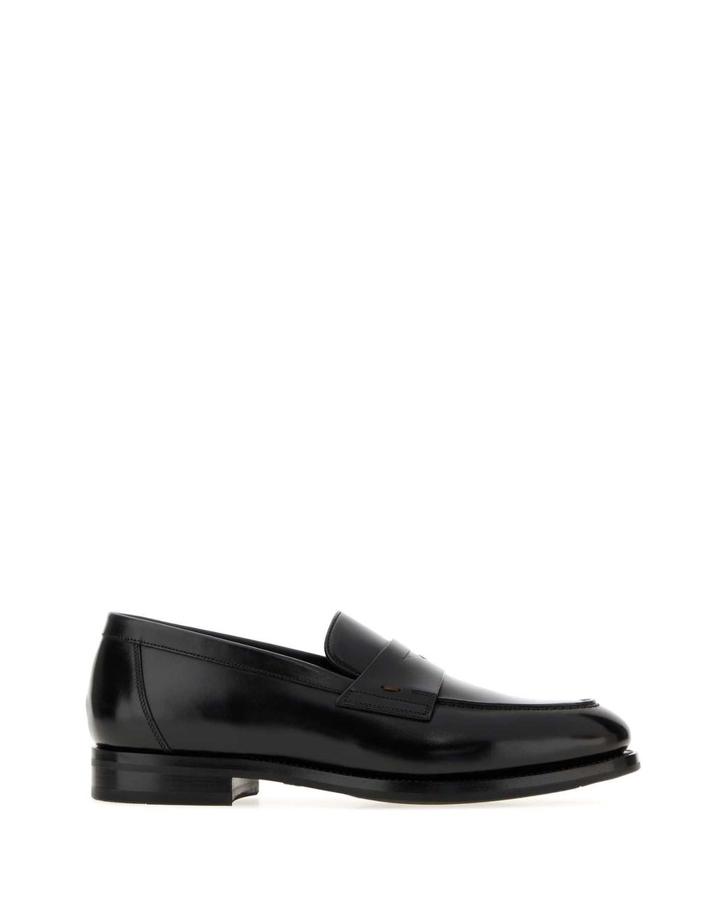 Santoni Black Leather Colin Loafers