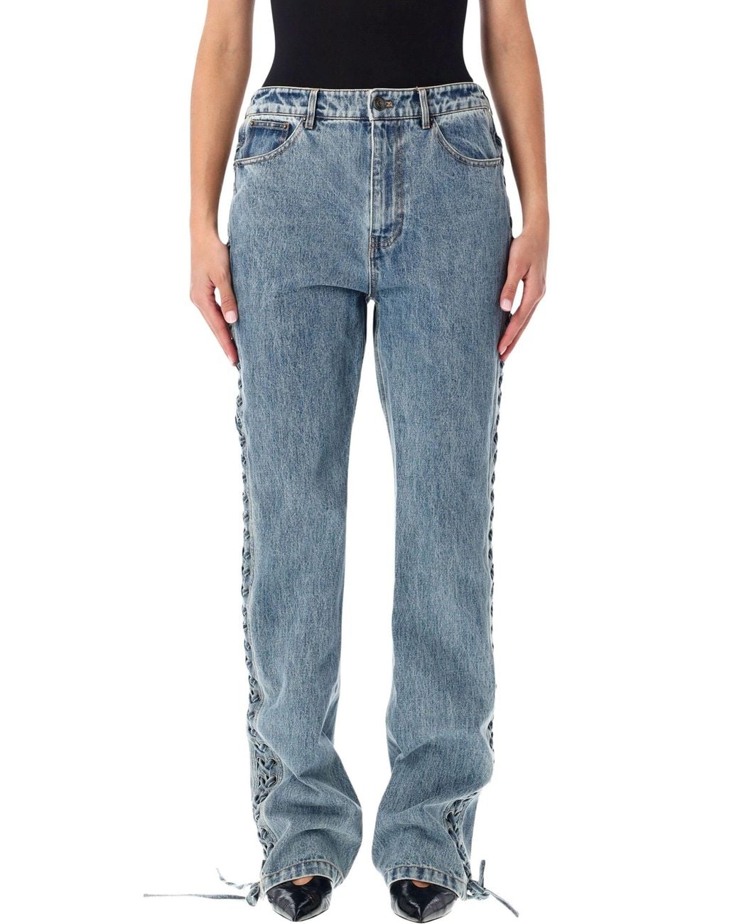 ROTATE BIRGER CHRISTENSEN Blue Rotate Laced Jeans