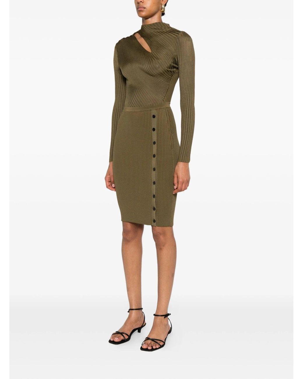 self portrait green knit dress Self-Portrait Ribbed Mini With Cut-Outs in H1_2026