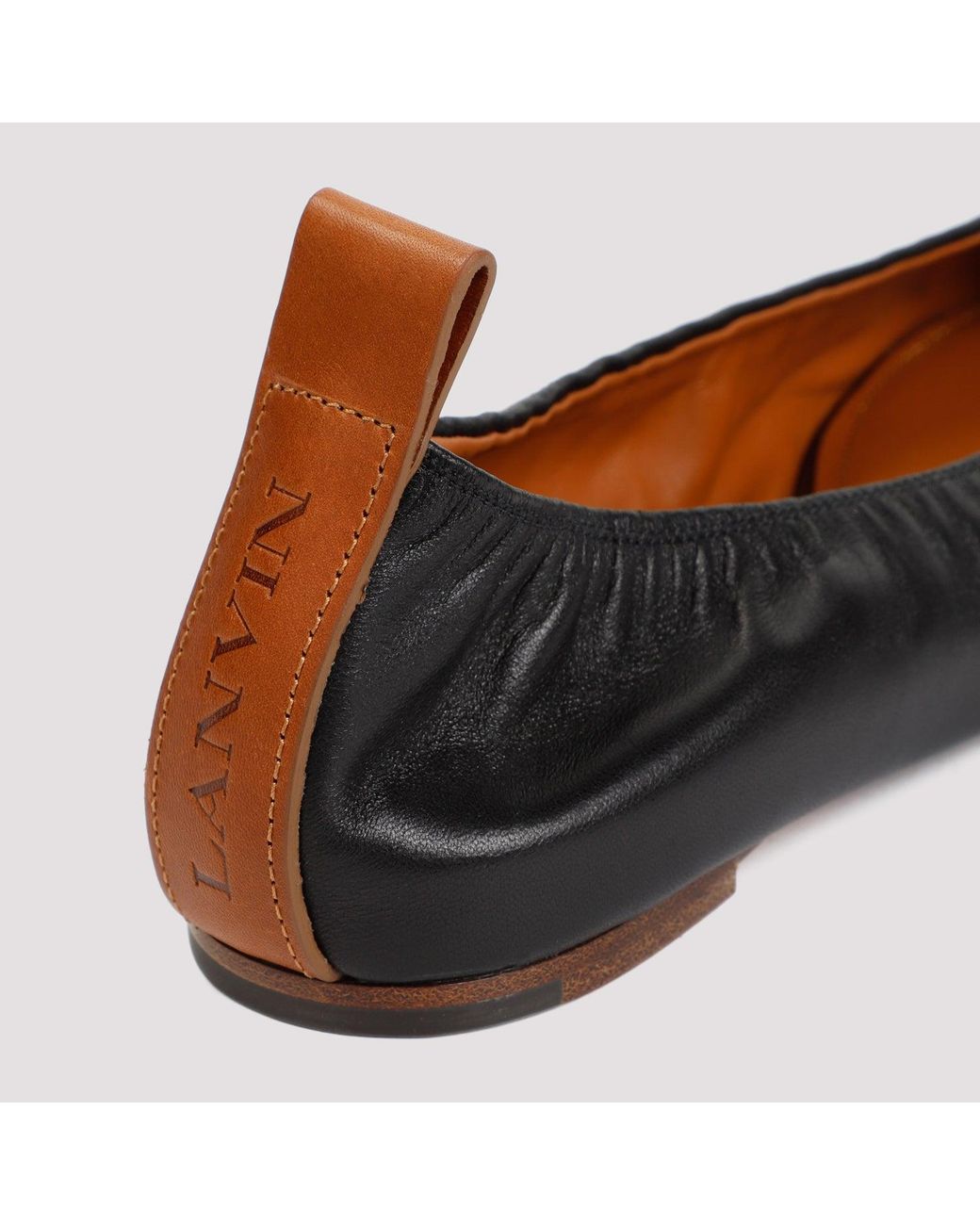 Lanvin The Leather Ballerina Flat in het Black