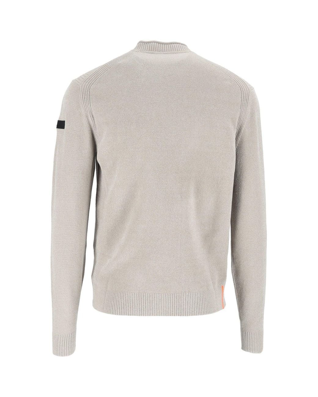 Rrd White Velvet-Like Round-Neck Knit Sweater for men