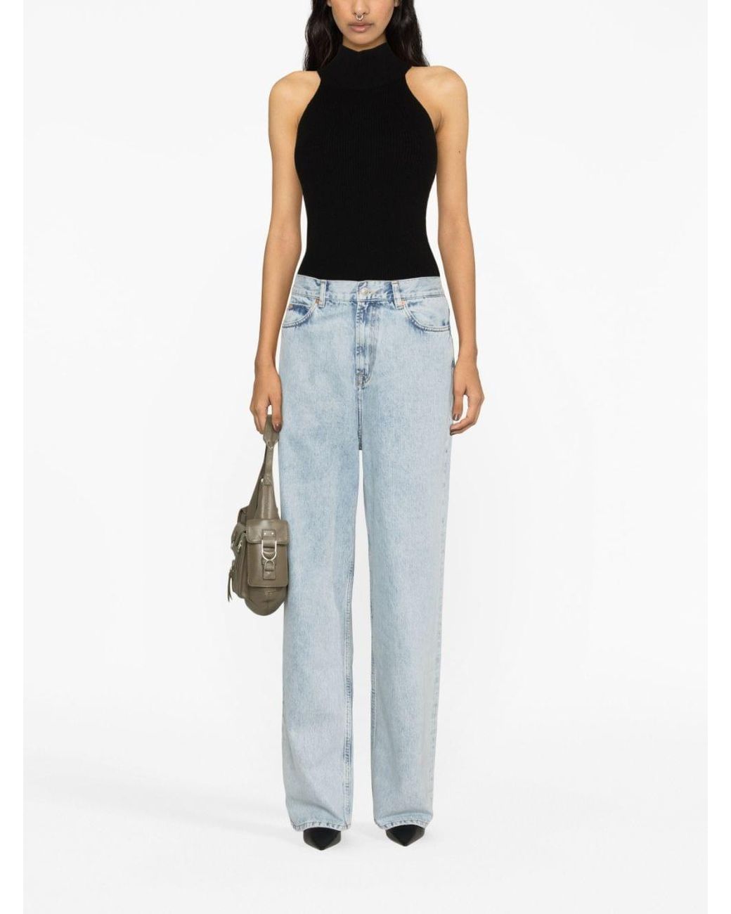 Wardrobe NYC Black Logo-Patch Cotton Wide-Leg Jeans