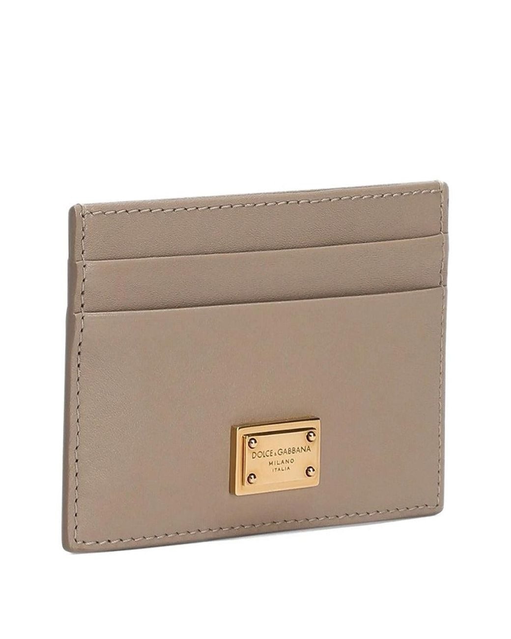 Dolce & Gabbana Gray Card Holder With Logo Plaque