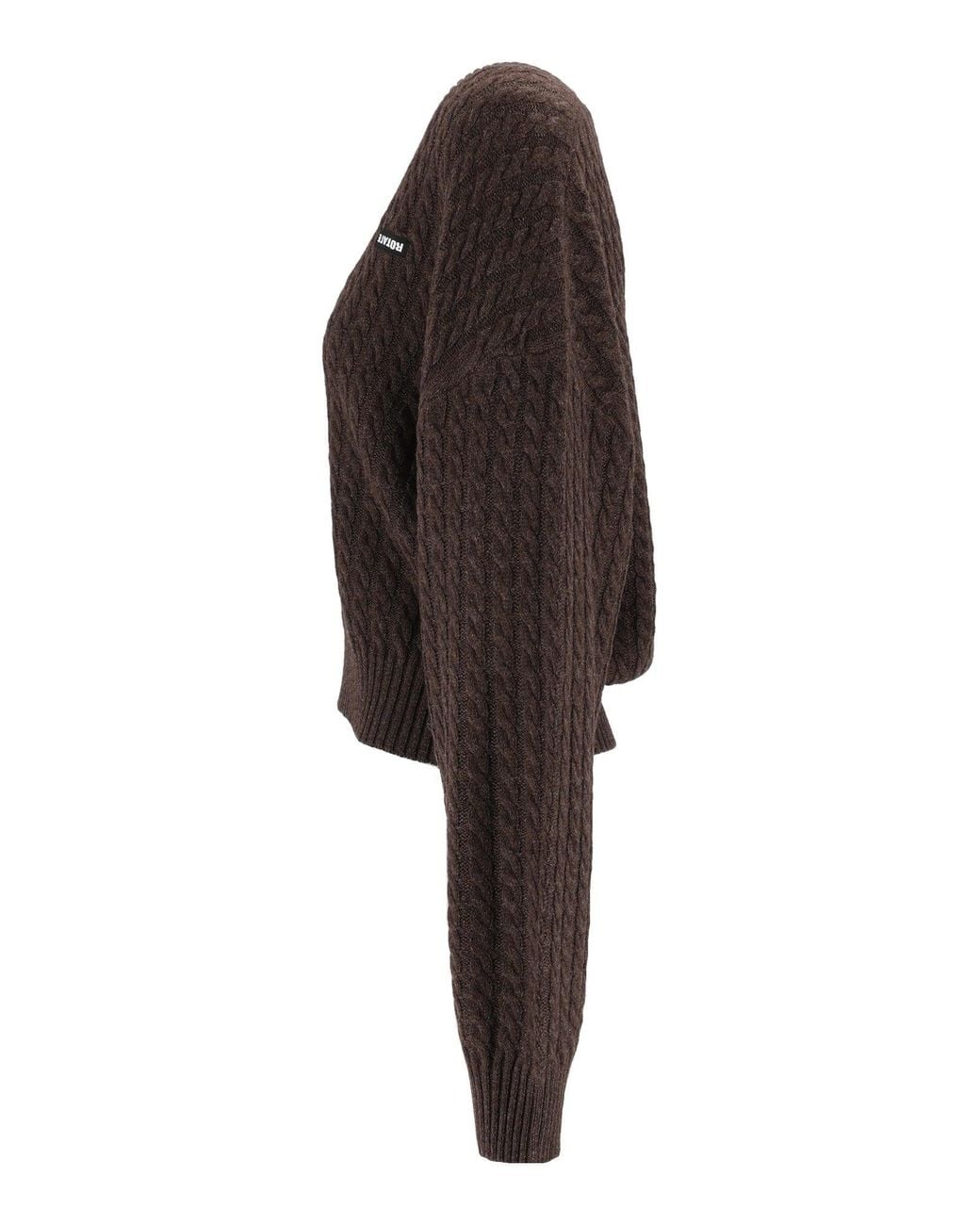 ROTATE BIRGER CHRISTENSEN Black Regular-Fit Cable-Knit V-Neck Sweater