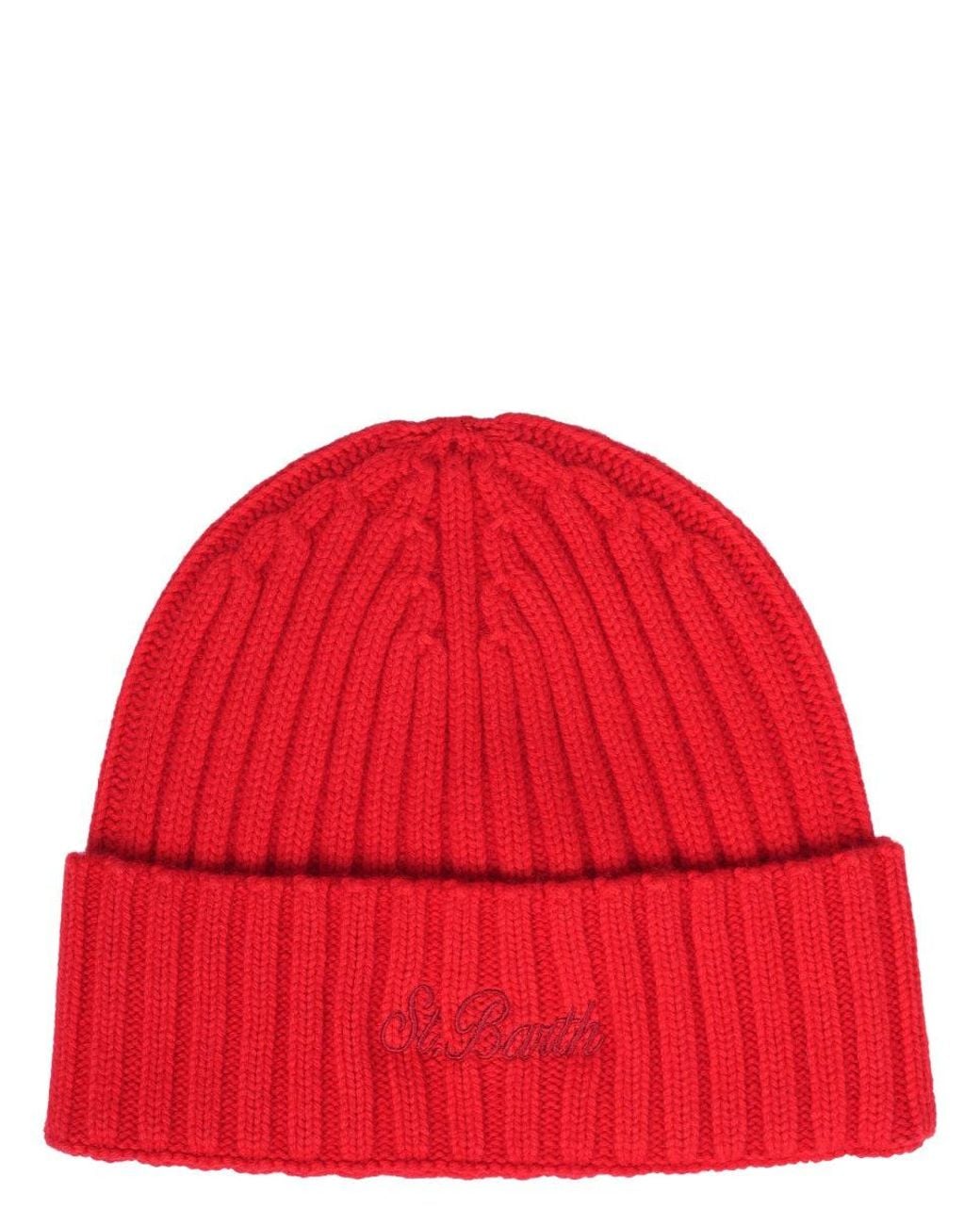 Mc2 Saint Barth Red Ribbed Hat