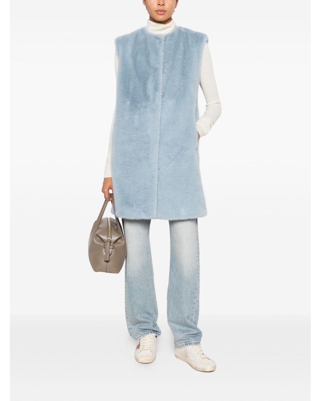 Herno Blue Faux Fur Vest