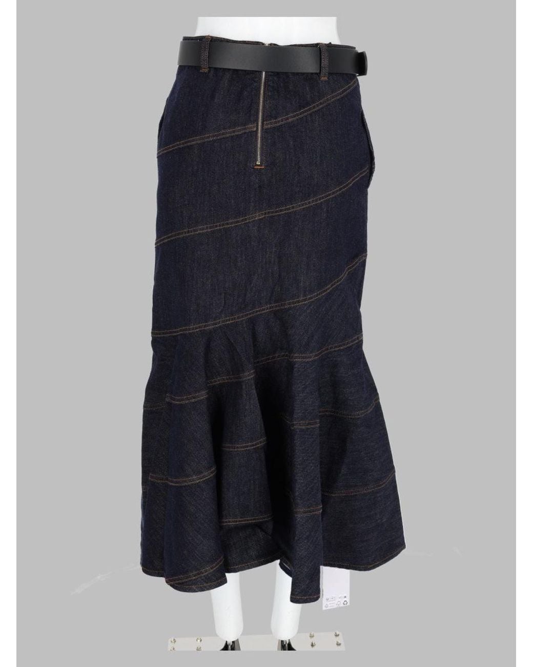 Self-Portrait Blue Cotton-Blend Stretch Skirt