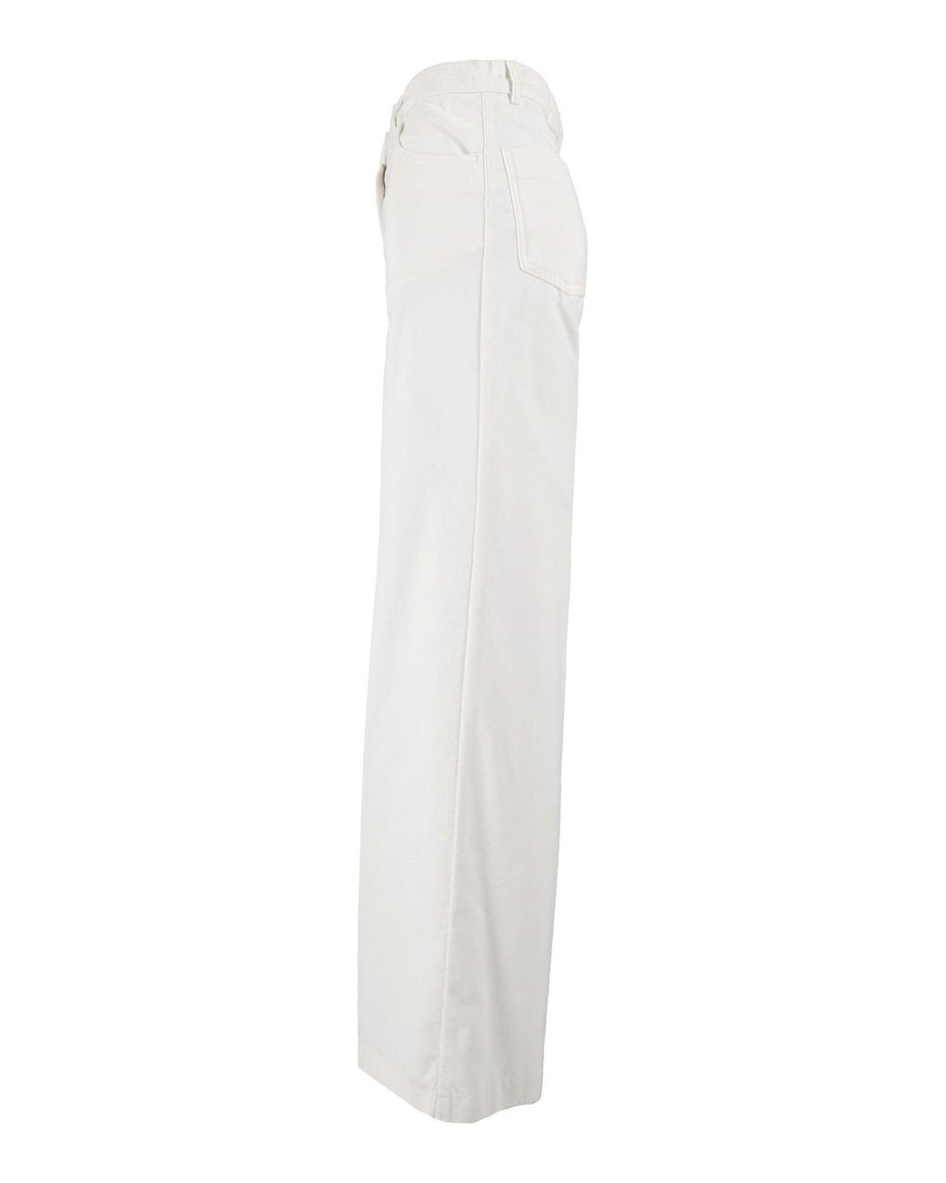 Aspesi White High-Waist Minimalist Wide-Leg Pants