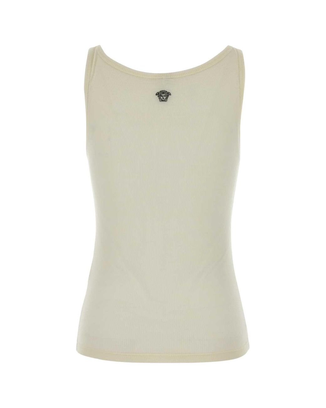 Versace Natural Tank Top Rib With Medusa Embroidery