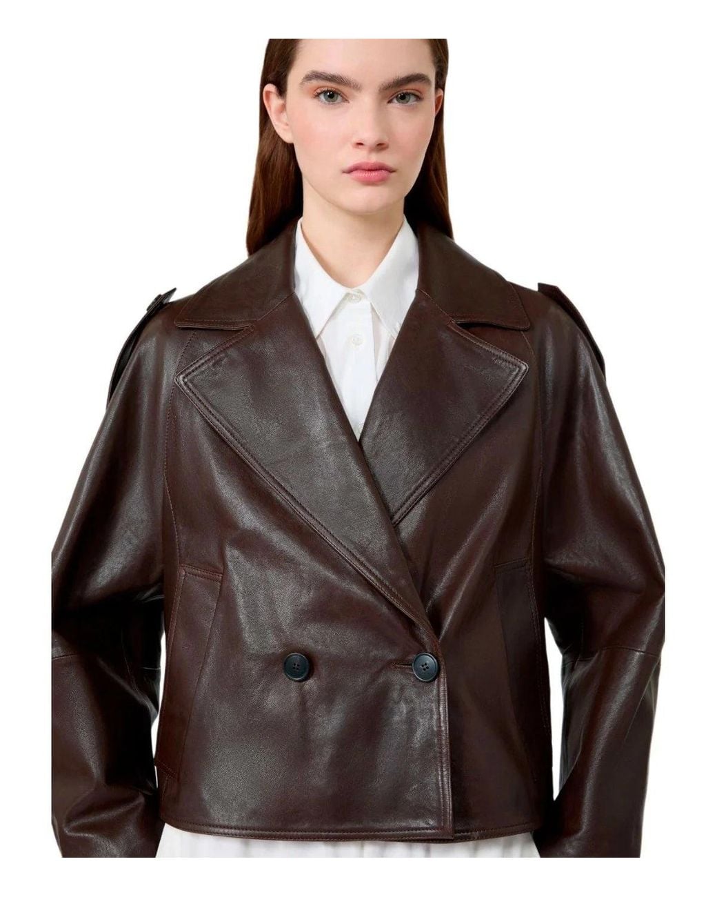 Weekend by Maxmara Brown Felino Leather Jacket