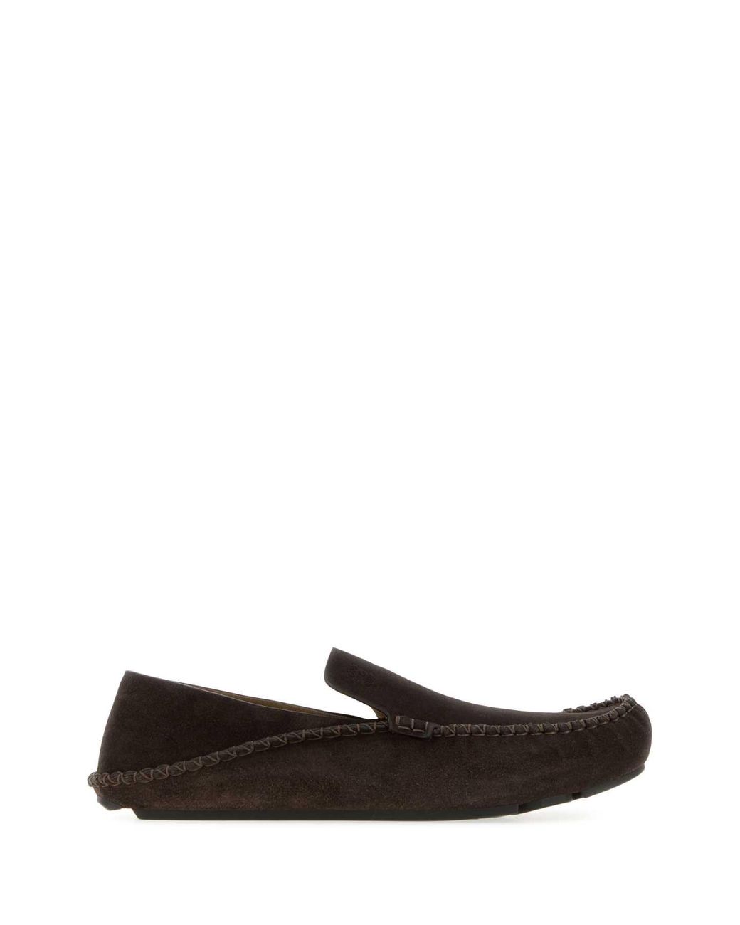 Loewe White Dark Suede Rambla Loafers