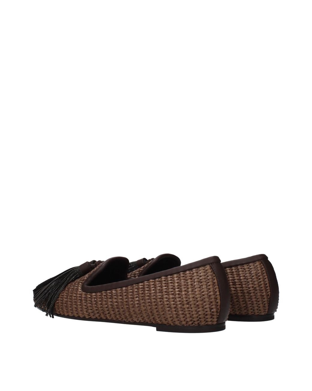 Brunello Cucinelli Brown Raffia Moccasins