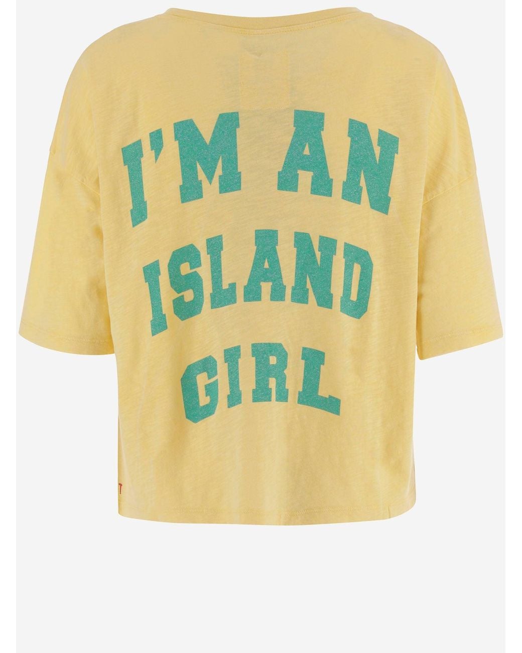 ONE TEE Yellow Cotton T Shirt With Logo Print