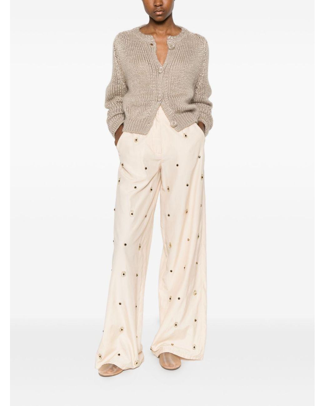 Forte_forte Natural Cashmere Blend Kitted Cardigan