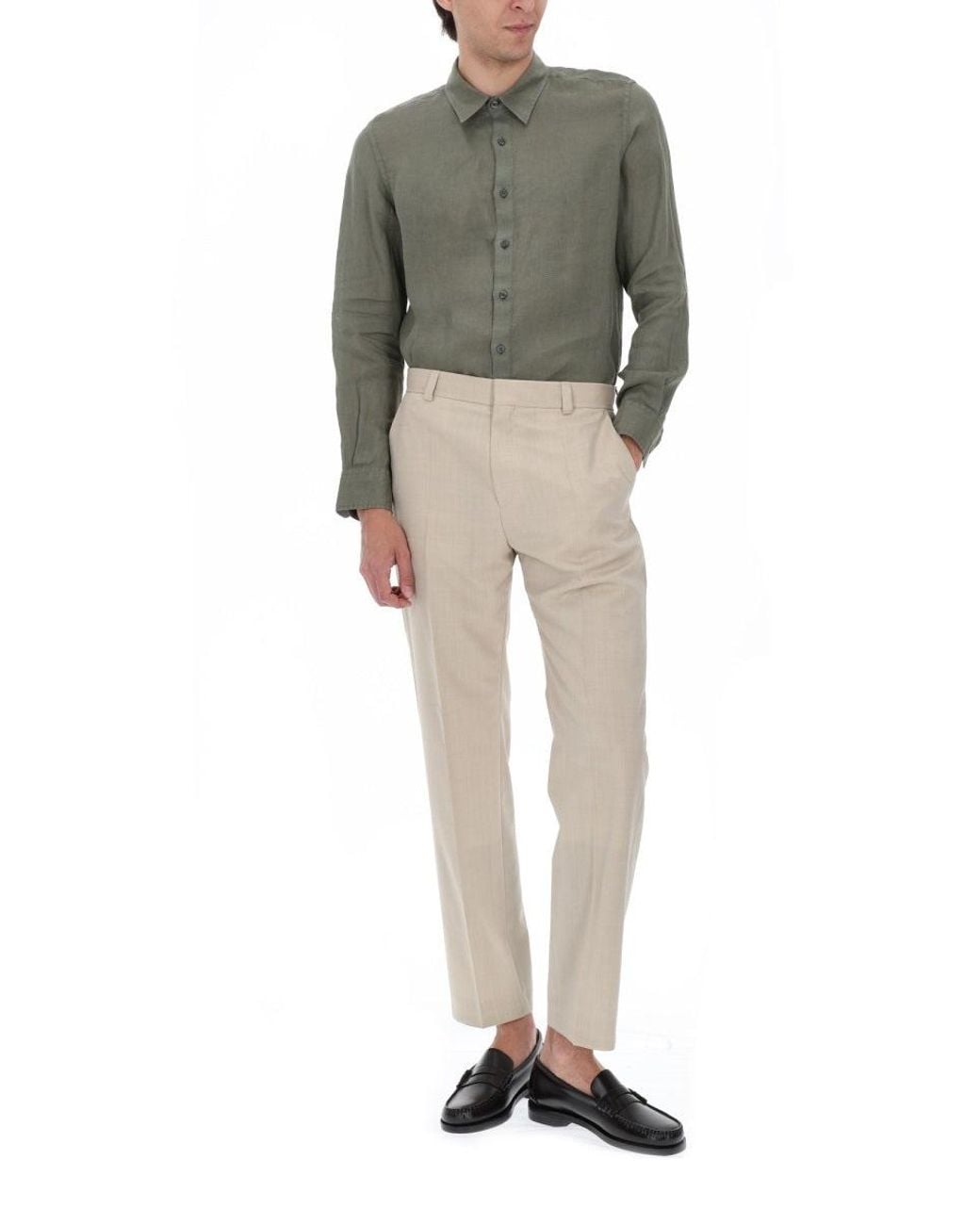 120% Lino Green Camicia for men