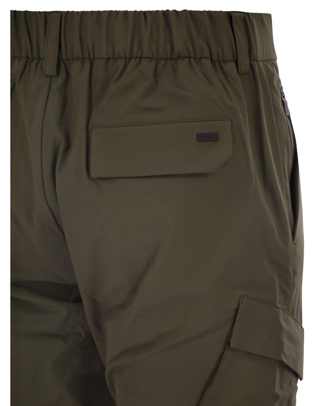 Herno Green Cargo Trousers With Mechanical Stretch Yarn for men