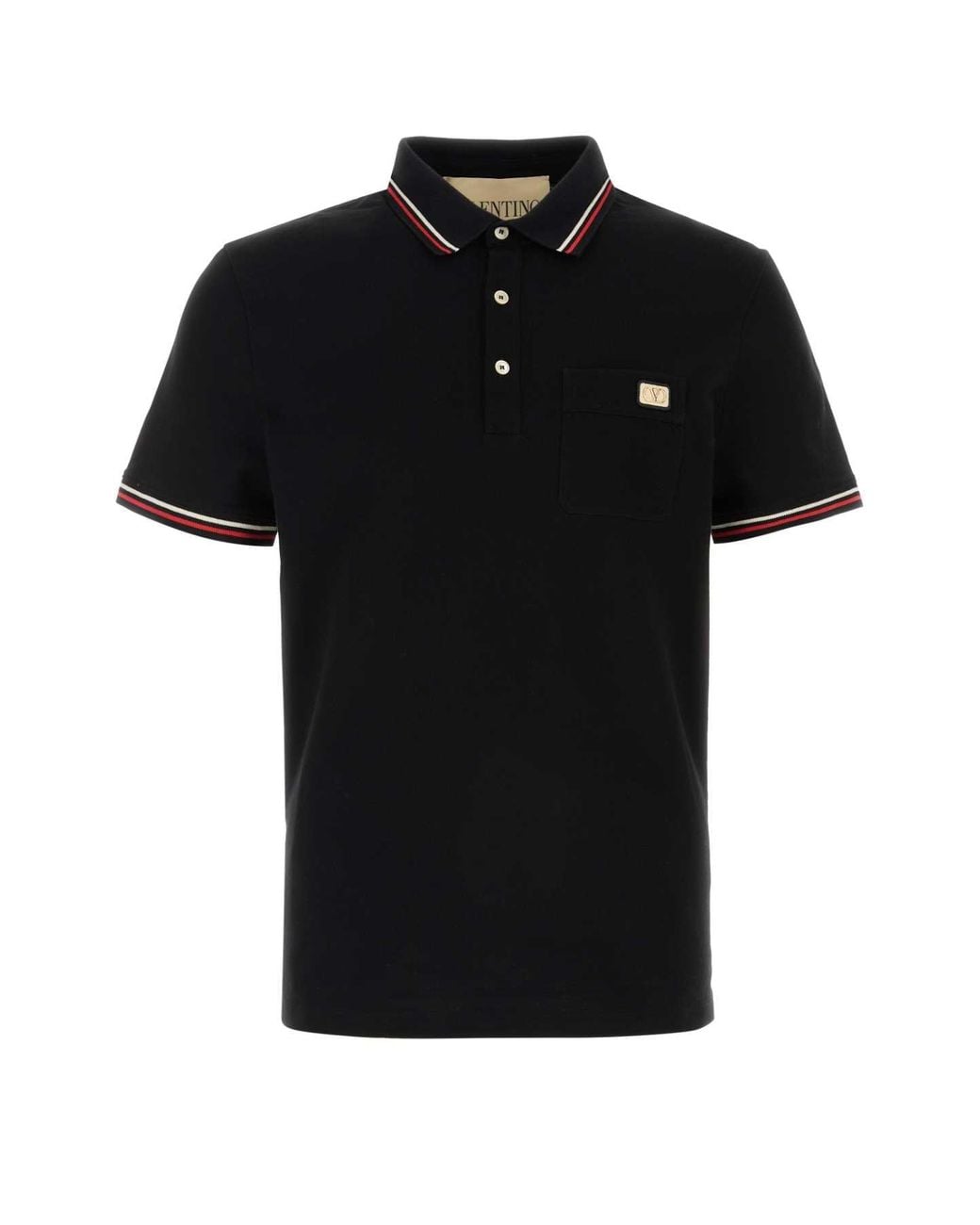 Valentino Garavani Black Cotton Polo Shirt