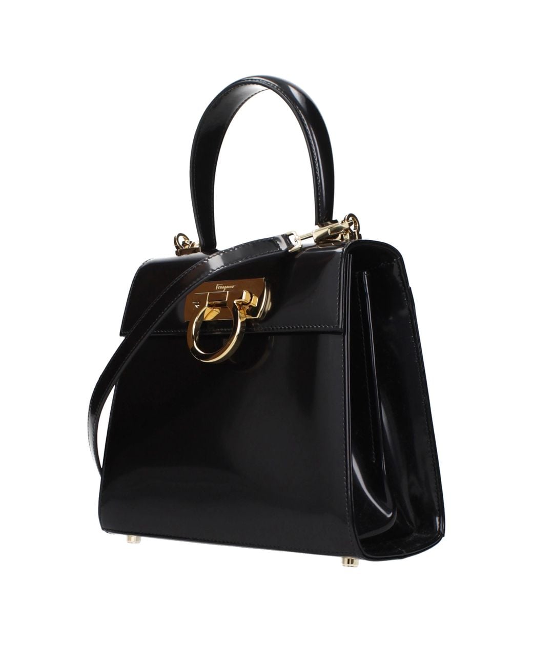 Ferragamo Black Handbags For With Leather