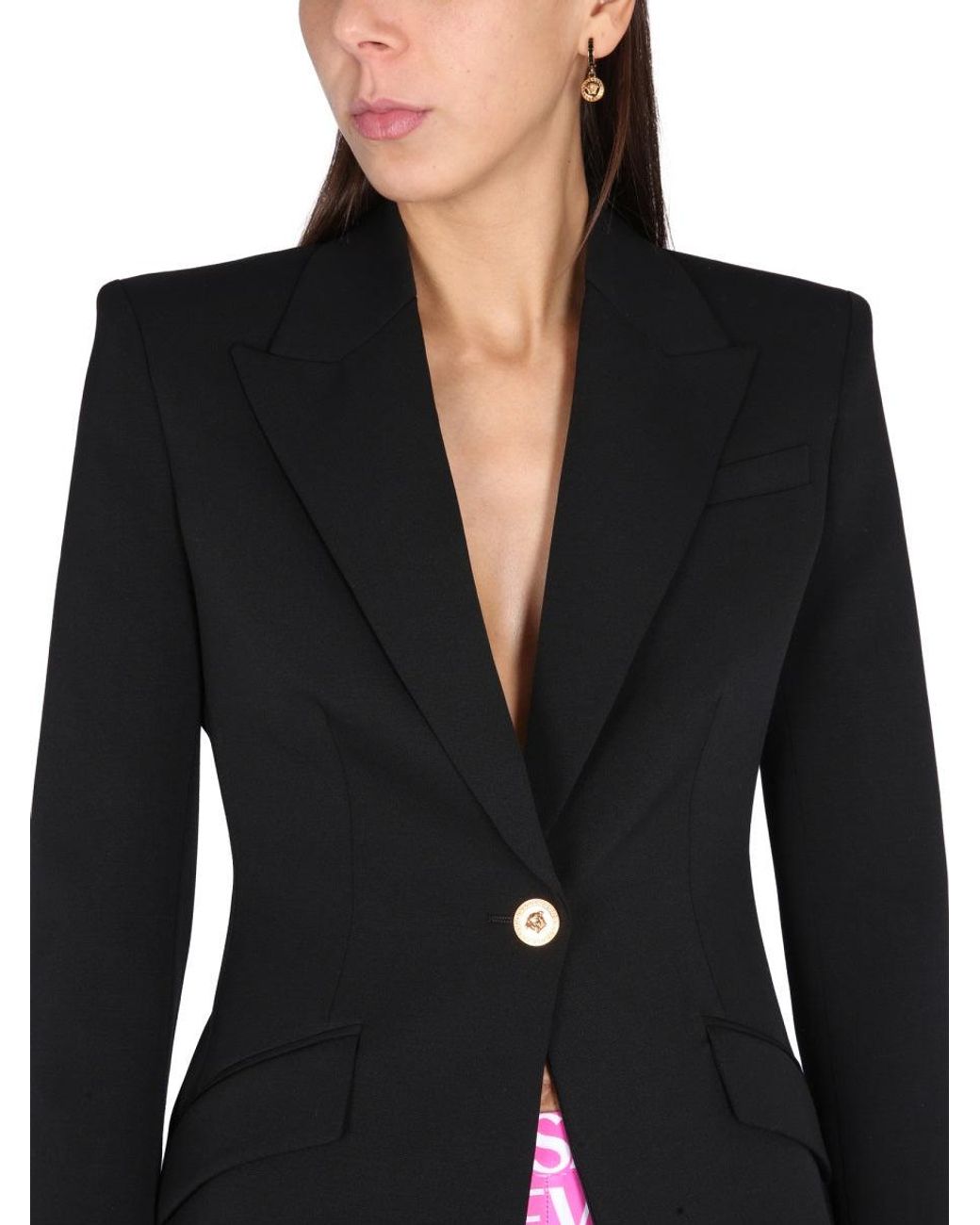 Versace Black Single Breasted Wool Jacket