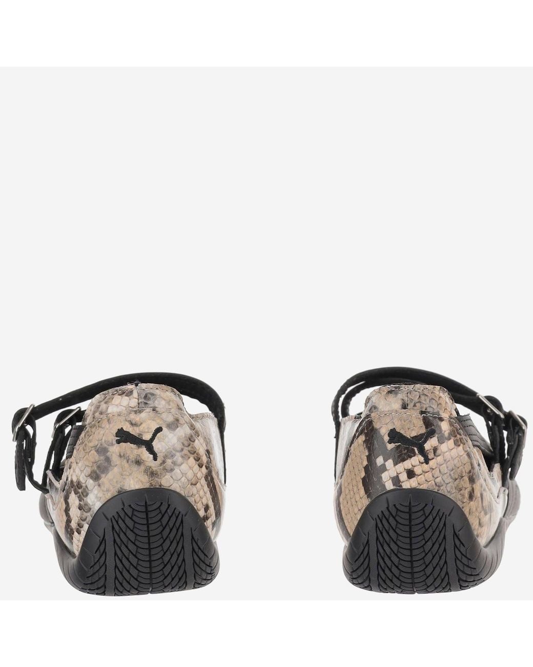 PUMA Black Ballet Flats Speedcat Animal Print Leather And Fabric