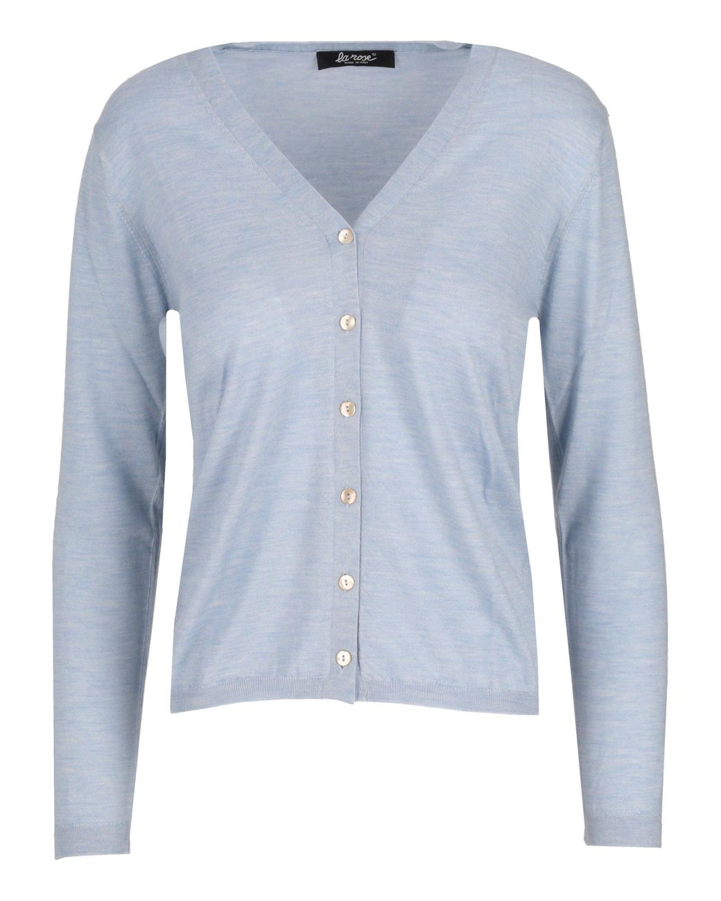 LA ROSE Blue Cardigan Knit V Neck