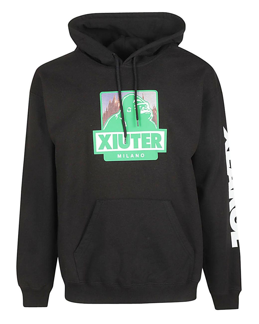 Iuter Gray Printed Cotton Hoodie for men