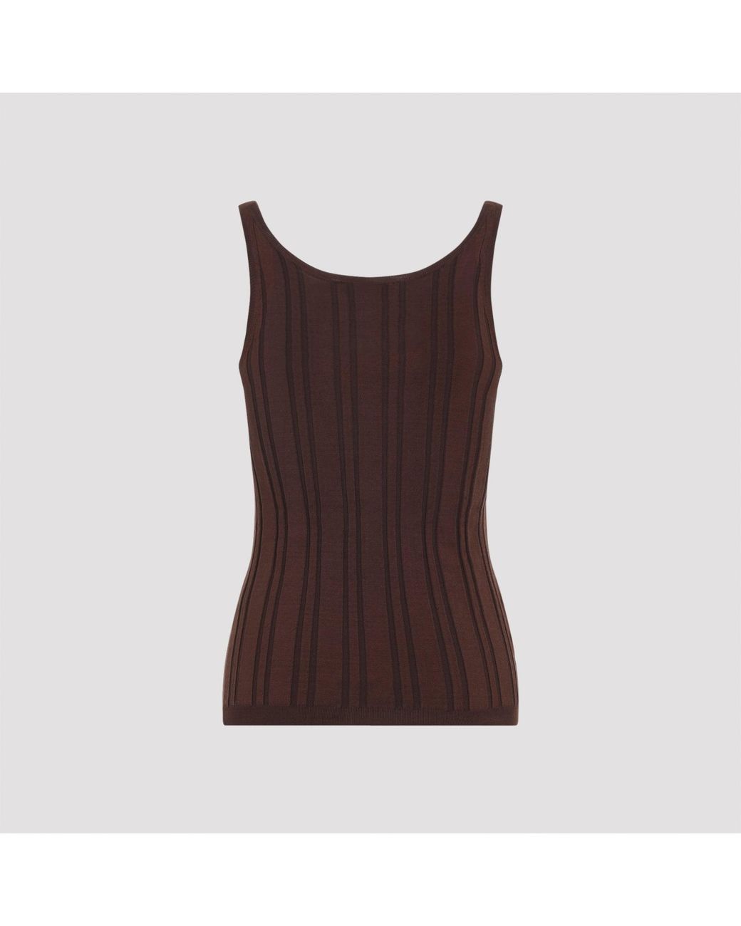 Prada Brown Tabacco Ribbed Knit Tank Top