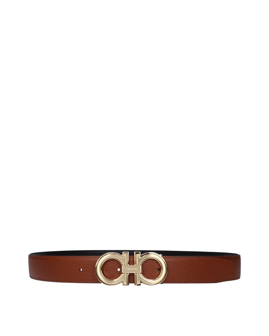 Ferragamo Black Belt Leather/Cognac