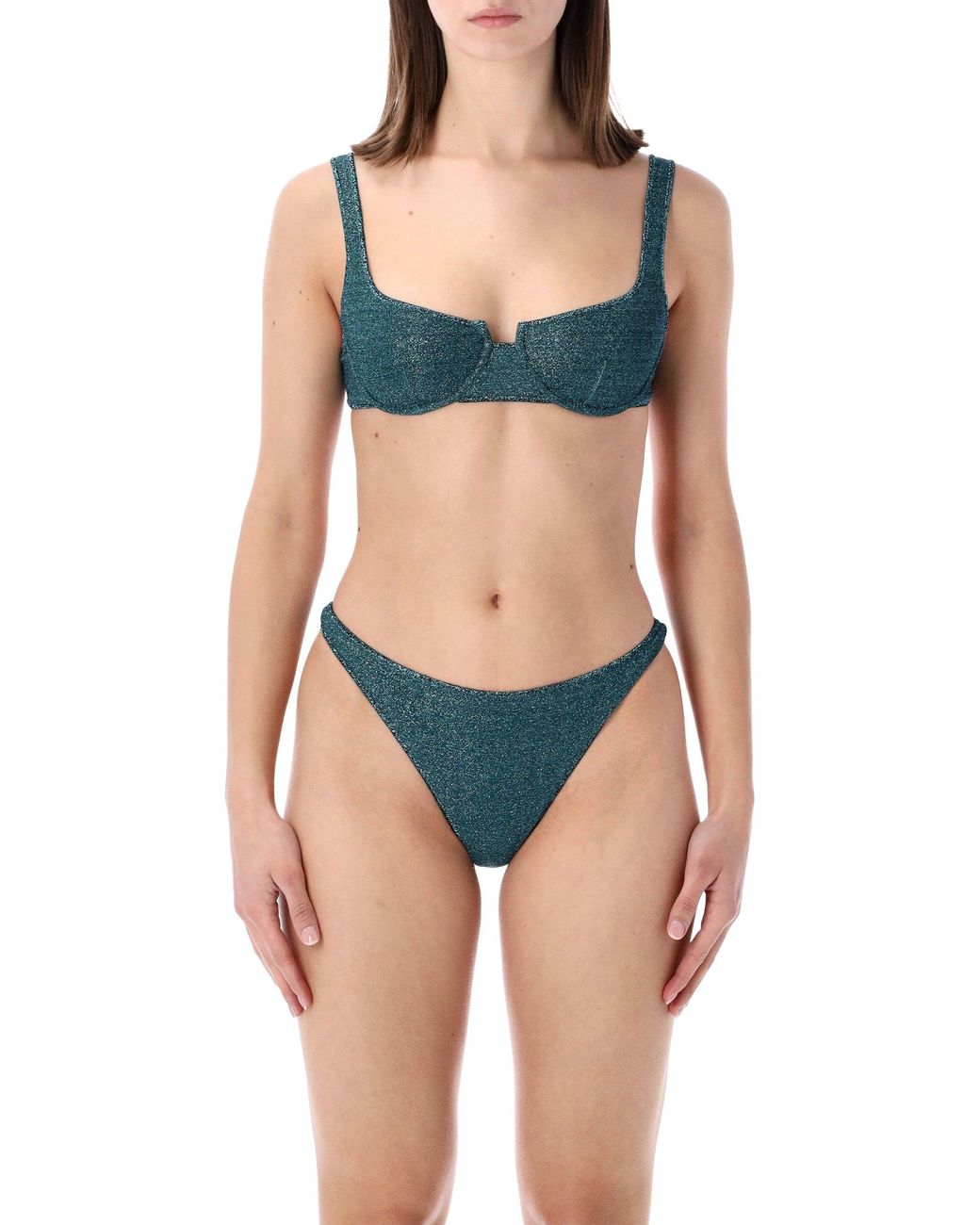 Oseree Blue Oséree Swimwear Lumière Lurex Balconette Bikini