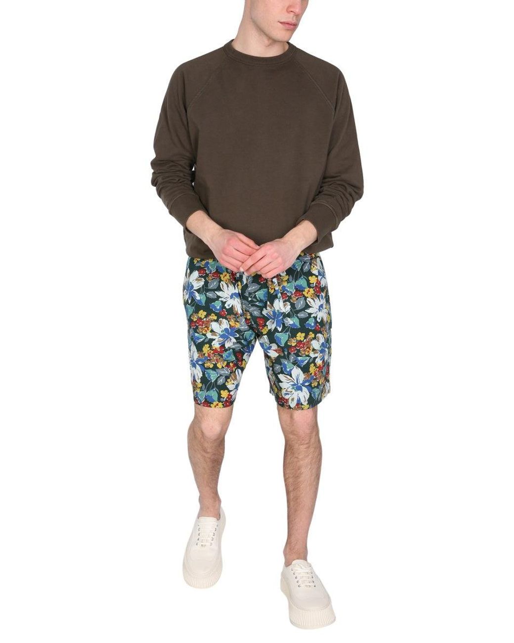 YMC Multicolor Bermuda With Floral Print for men